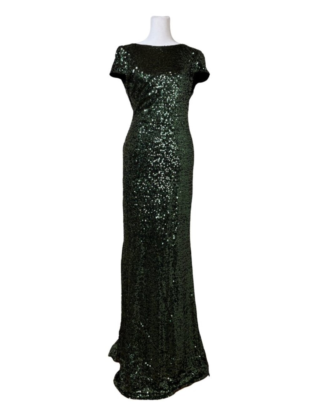 Badgley Mischka Emerald Green Sequin Evening Gown